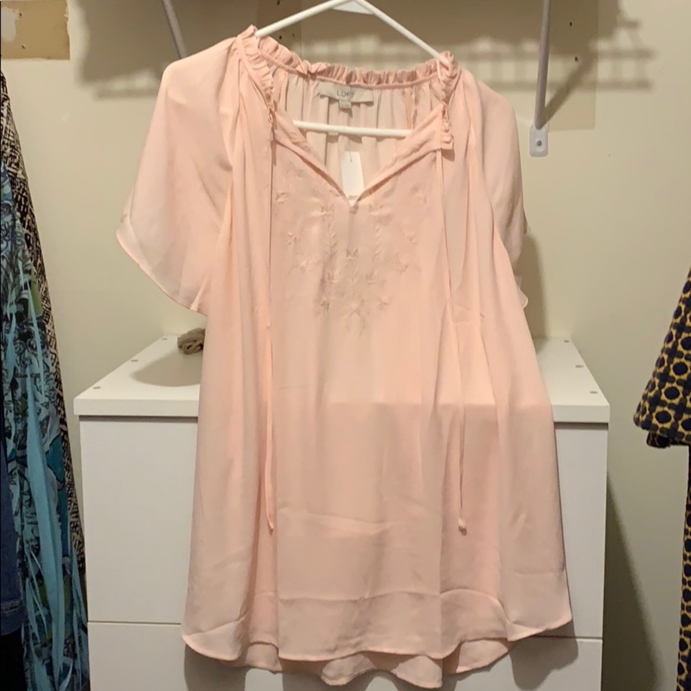 Loft pink babydoll blouse